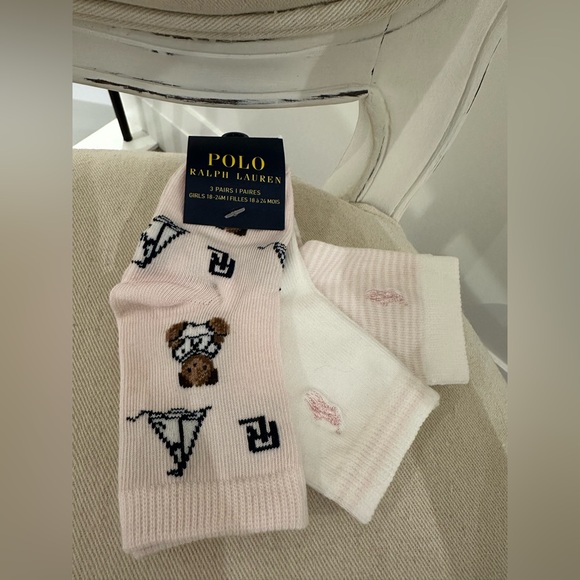 🦢 18~24 Mth Ralph Lauren Nautical Teddy Bear Socks 3 Piece Set NWT - Picture 5 of 6